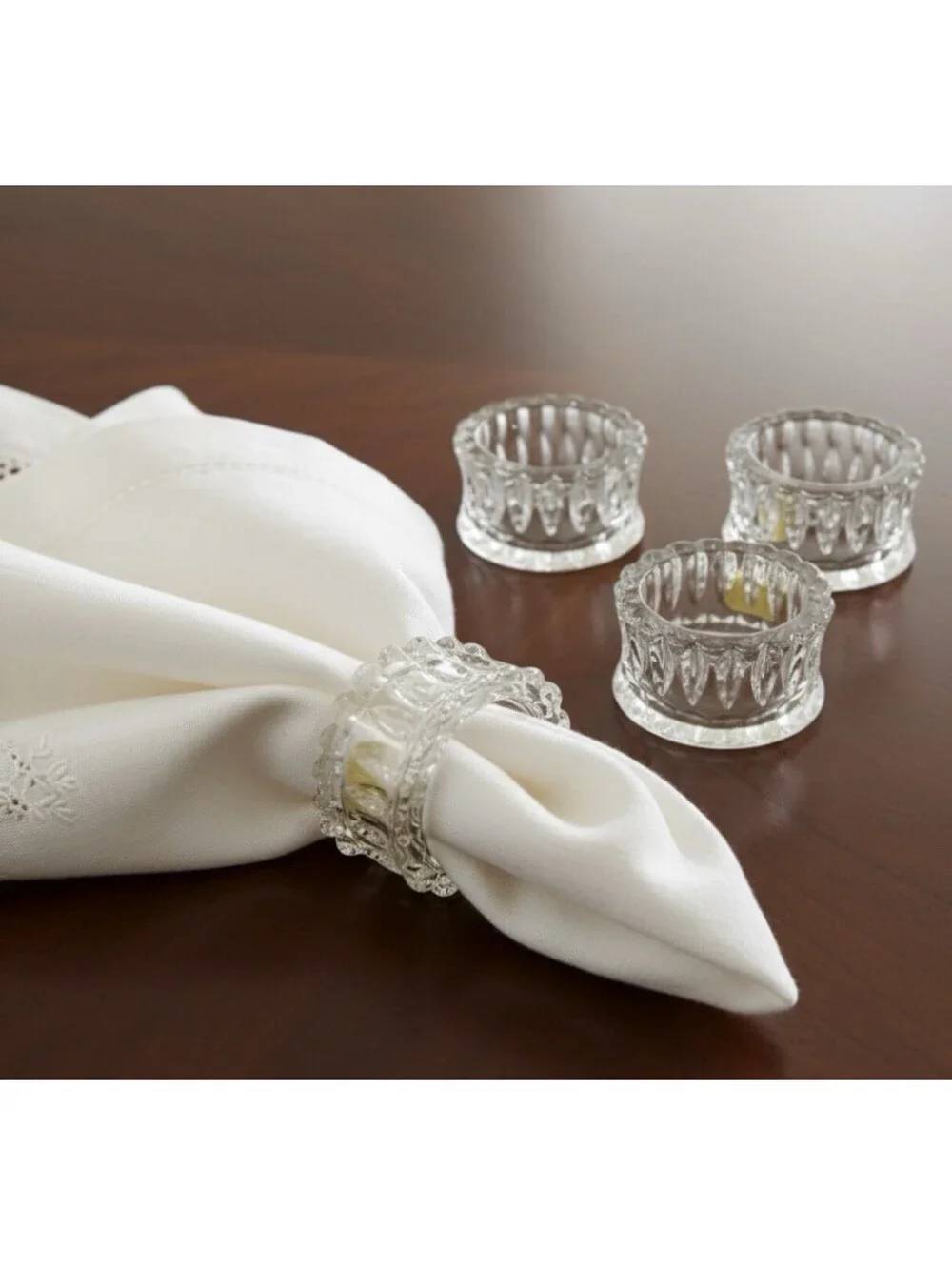 Gorham Full Lead Crystal Napkin Rings Set of 4 West Germany Vintage Elegant